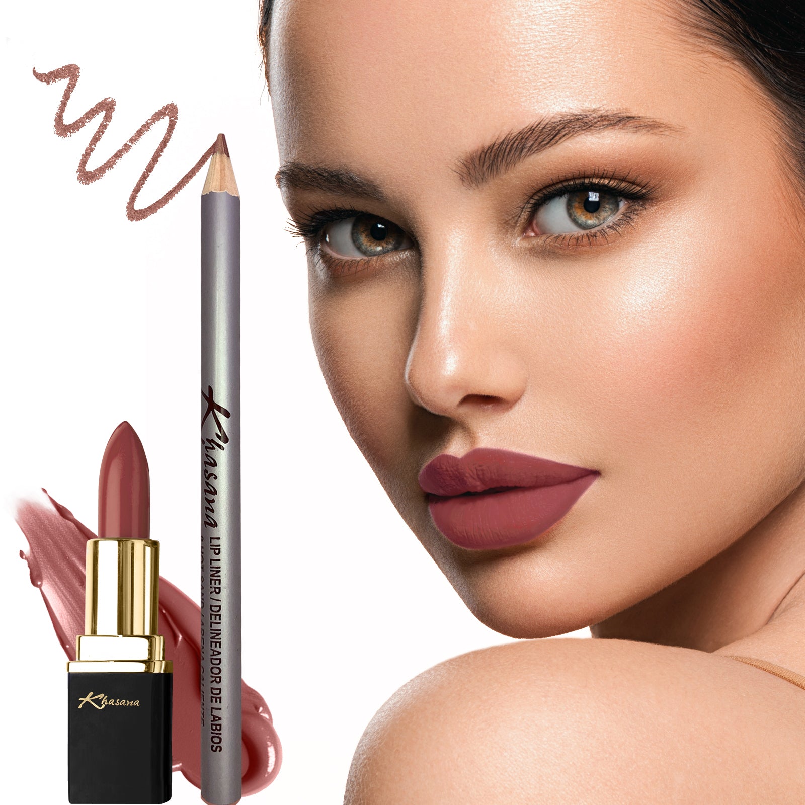 "Enhance your beauty effortlessly with Khasana's lipstick and lip liner set, featuring flawless matte and glossy finishes for a stunning look." Uptown Girl