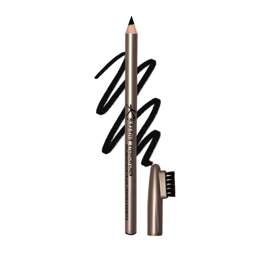 "Khasana's Brow Liner with Brush: Achieve your best eyebrow look with this top-rated eyebrow pencil for flawless results." Black