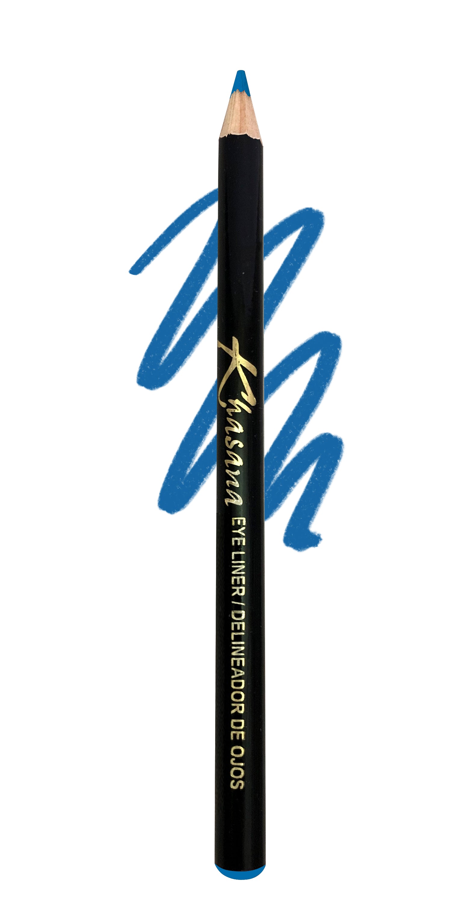 "Khasana's Eyeliner: Achieve the perfect cat eye look with our best eyeliner pencil." Color#  12 Blue