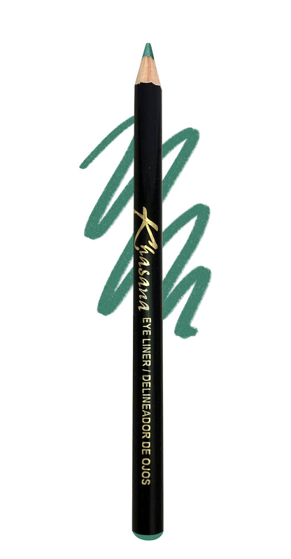 "Khasana's Eyeliner: Achieve the perfect cat eye look with our best eyeliner pencil." Color#  17 Green Wood