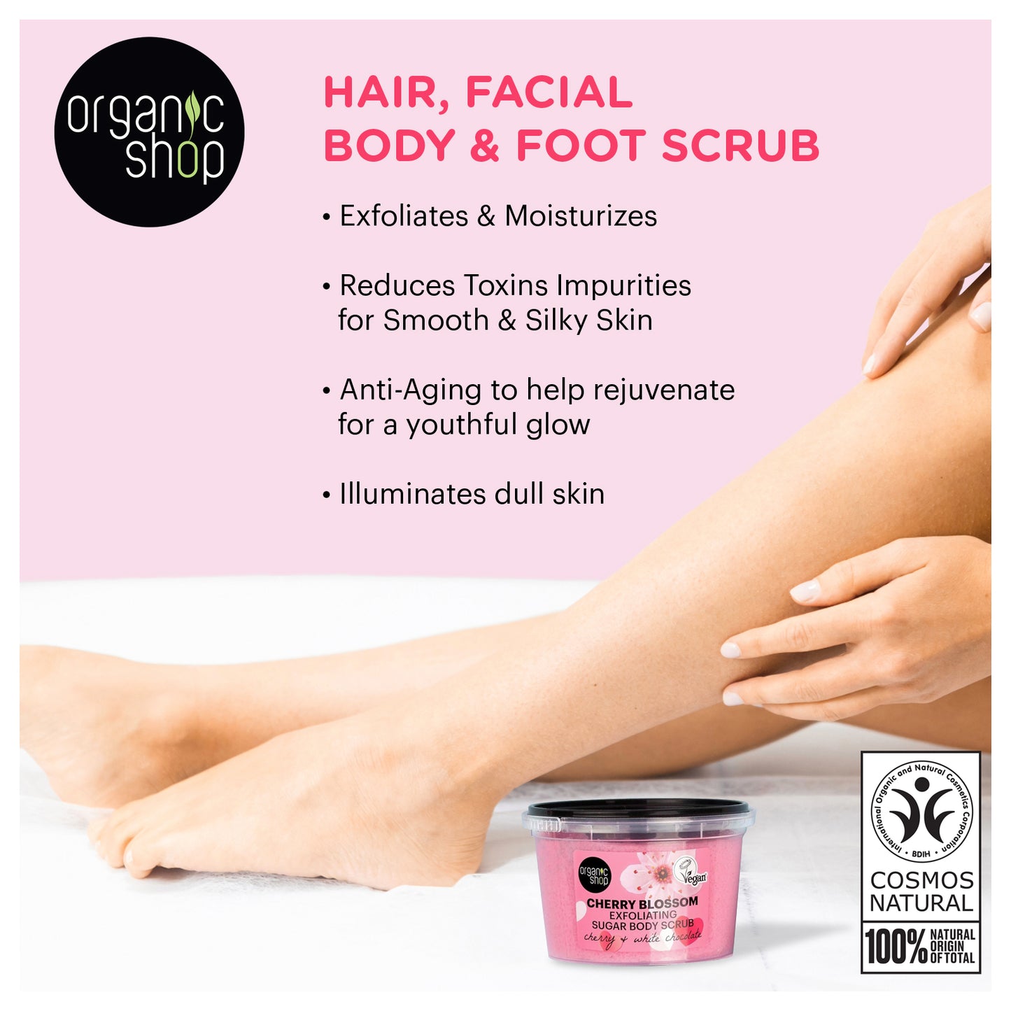 Organic Shop White Chocolate & Cherry Body Scrub. Pack of 2