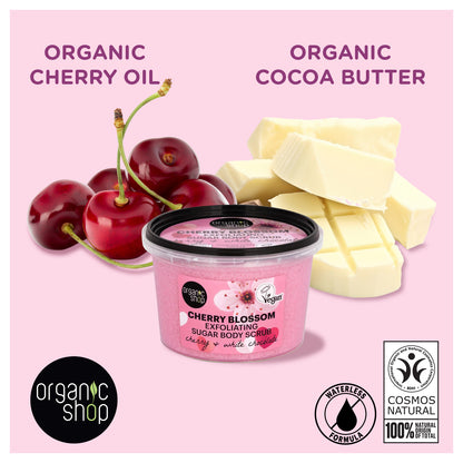 Organic Shop White Chocolate & Cherry Body Scrub. Pack of 2