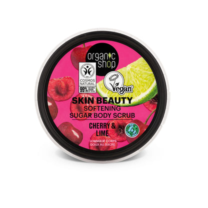 Organic Shop Cherry & Lime, Sugar Softening & Exfoliating Body Scrub. Pack of 2