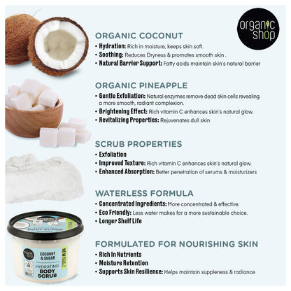 Organic Shop Coconut and Sugar Hydrating Body Scrub. Pack of 2