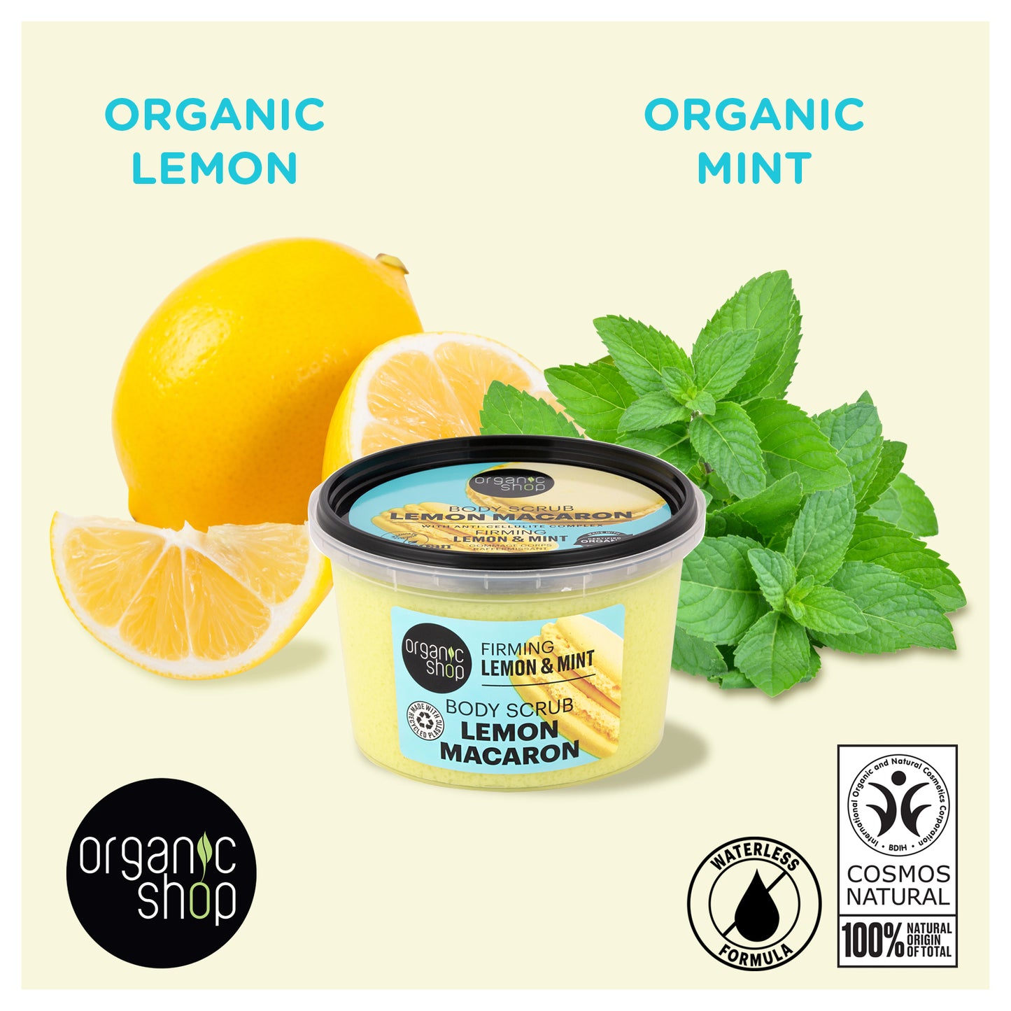 Organic Shop Lemon & Mint, Firming & Exfoliating Body Scrub