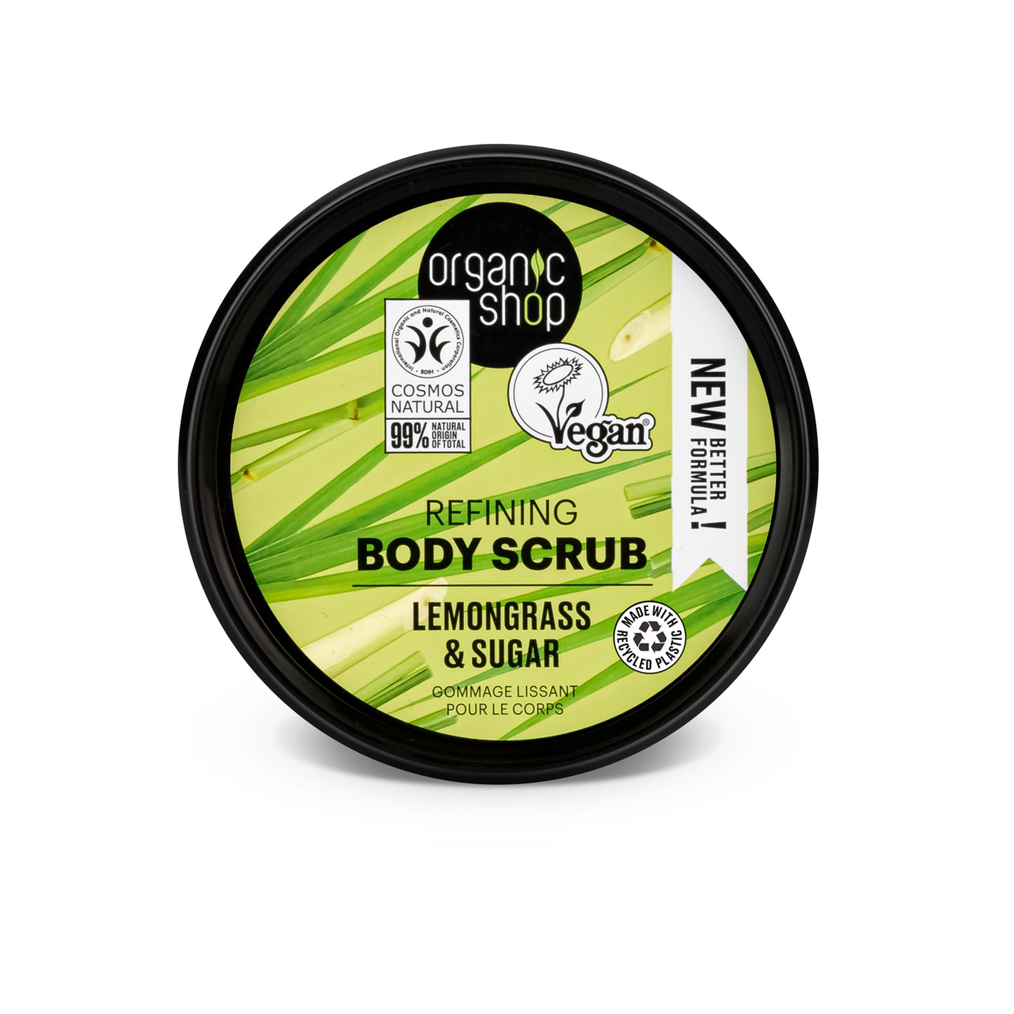 Organic Shop Lemongrass & Sugar, Refining & Exfoliating Body Scrub. Pack of 2