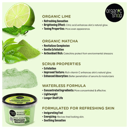 Organic Shop Matcha & Lime Body Scrub. Pack of 2