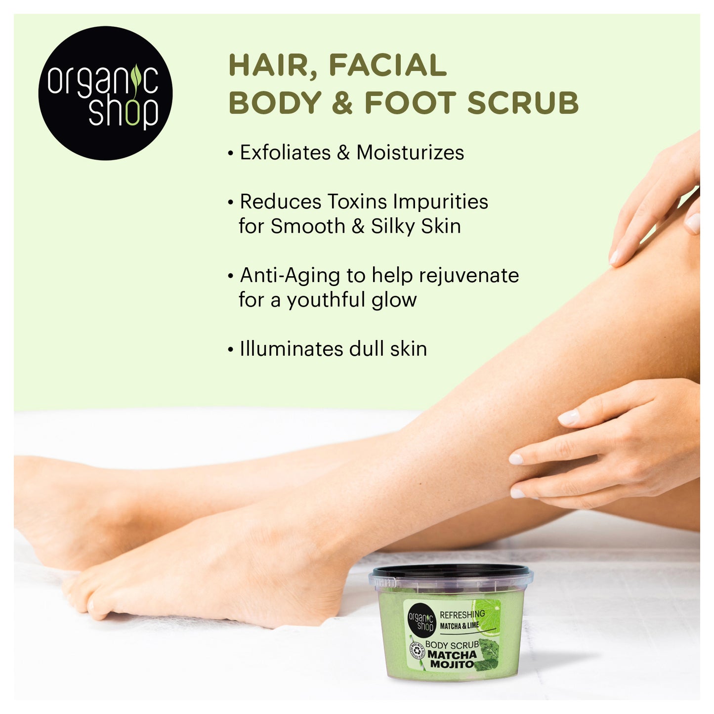 Organic Shop Matcha & Lime Body Scrub. Pack of 2