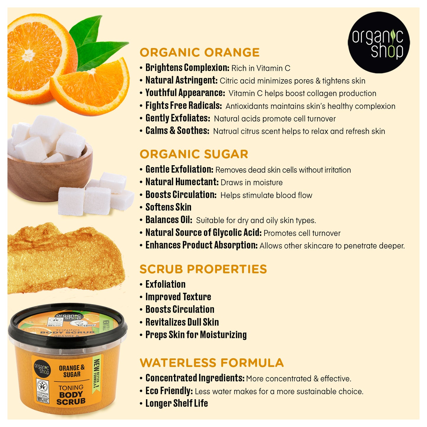 Organic Shop Orange & Sugar Body Scrub. Pack of 2