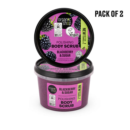 Organic Shop Blackberry and Sugar Polishing Body Scrub. Pack of 2