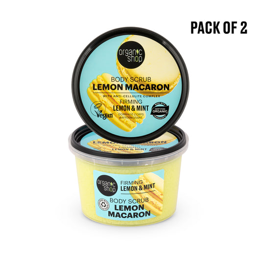 Organic Shop Lemon & Mint, Firming & Exfoliating Body Scrub. Pack of 2