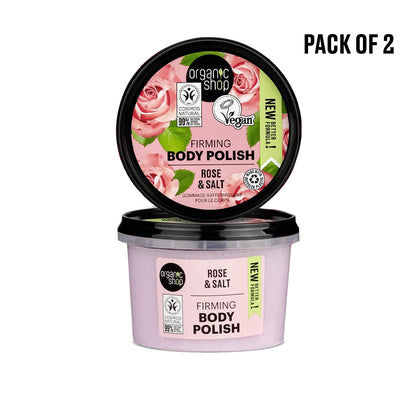 Organic Shop Body Polish Natural Rose and Salt. Pack of 2