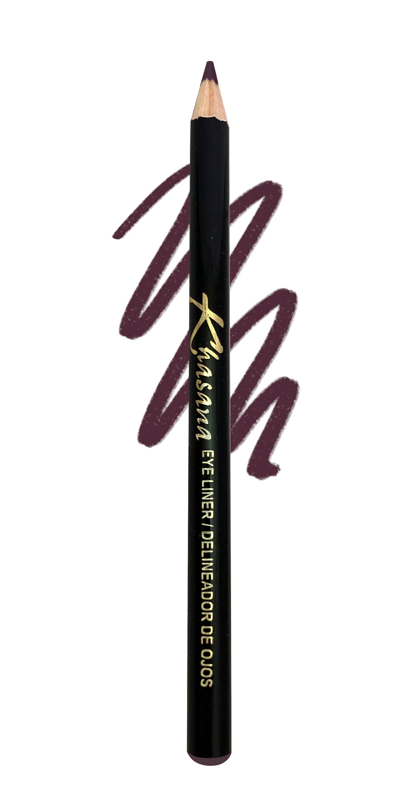 "Khasana's Eyeliner: Achieve the perfect cat eye look with our best eyeliner pencil." Color#  43 Plum