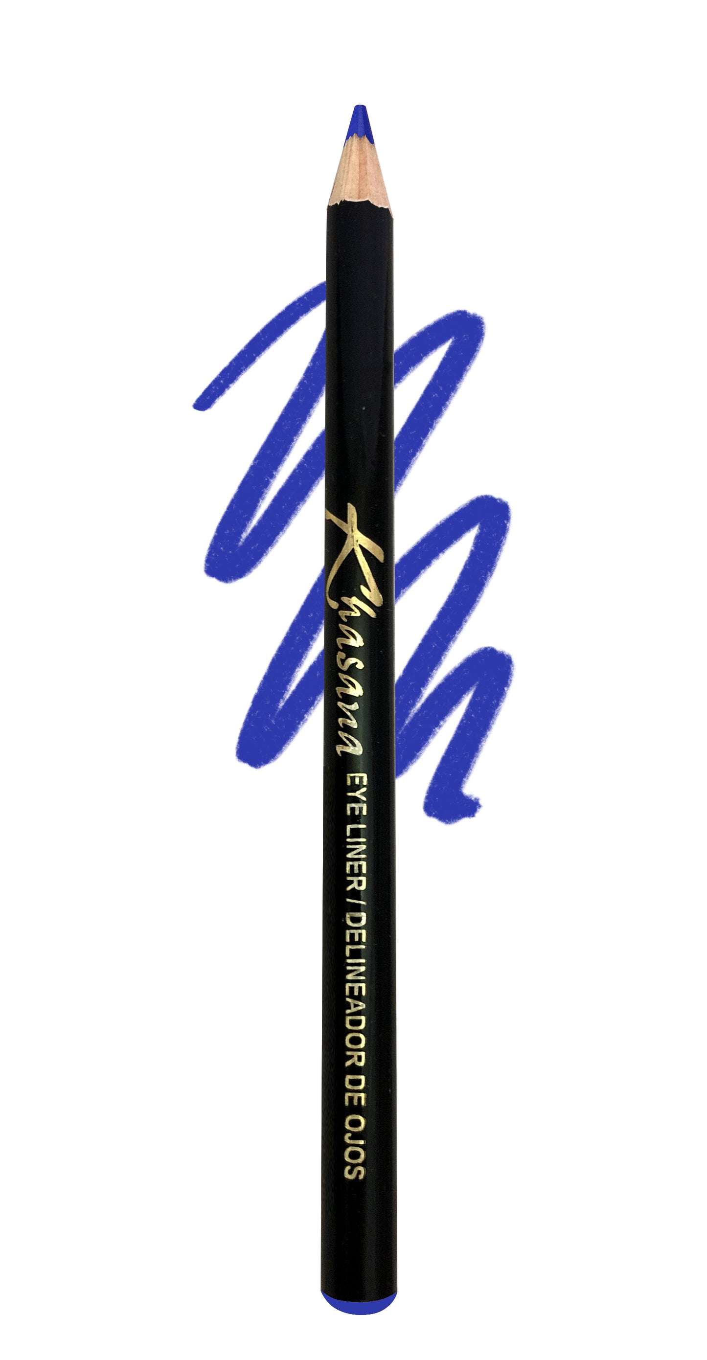 "Khasana's Eyeliner: Achieve the perfect cat eye look with our best eyeliner pencil." Color# 41 Royal Blue