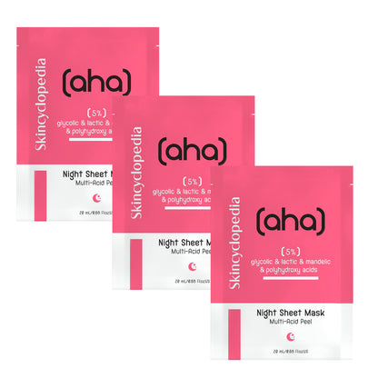 Skincyclopedia Anti-Aging & Brightening Sheet Mask with Glycolic Acid.