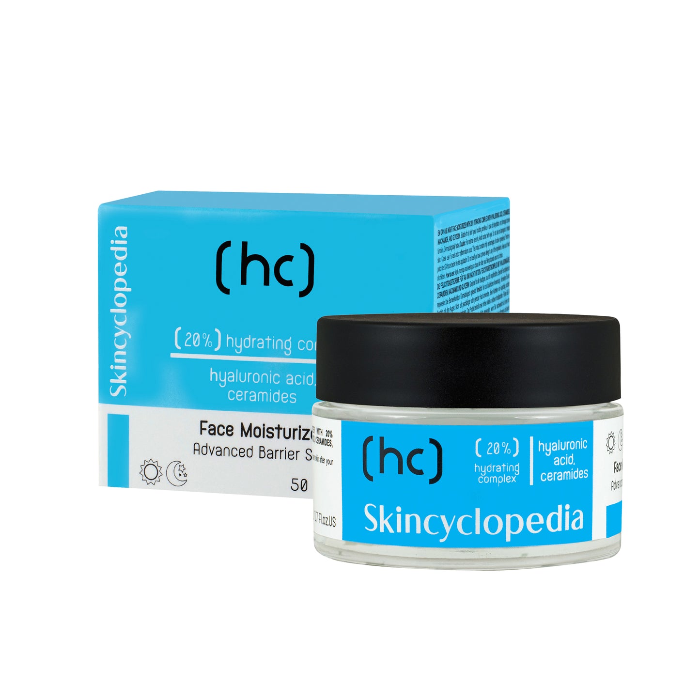 Skincyclopedia Face Moisturizer. Hyaluronic Acid + Ceramides + Hydrating Complex 20%