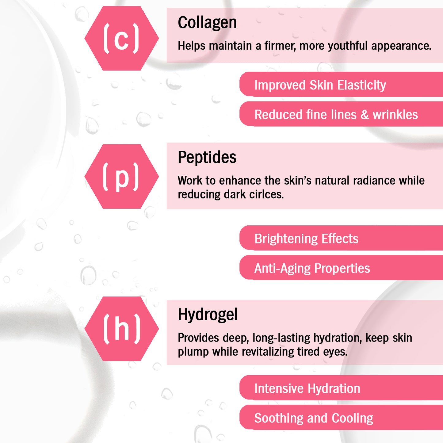 Collagen reducing the appearance of fine lines and wrinkles.