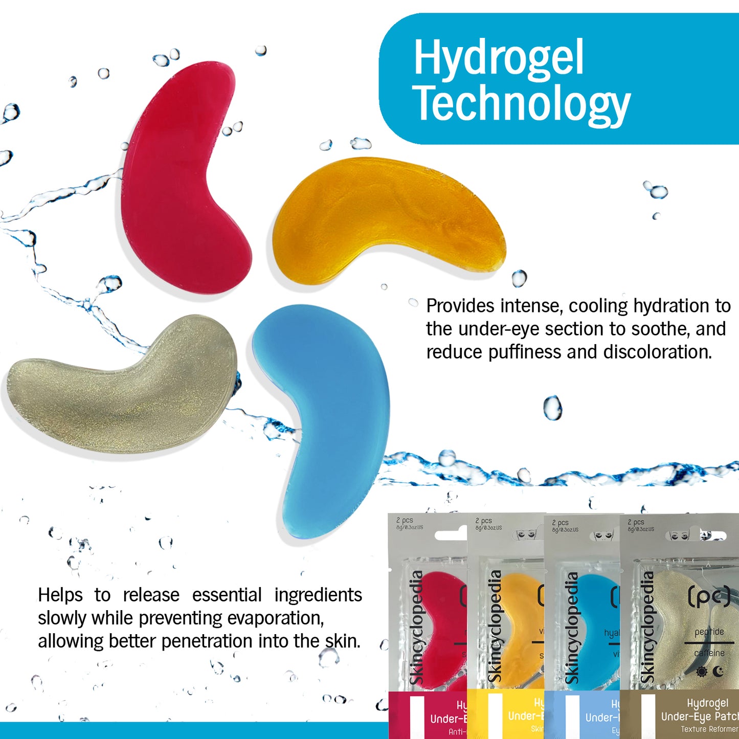 Hydrogel Under Eye Patches - Caffeine - Retinol - Vitamin C