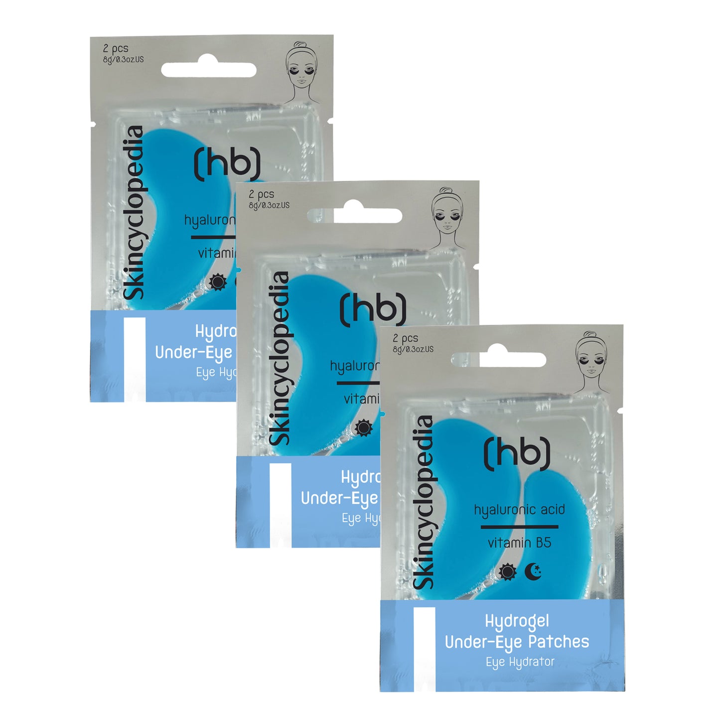 Hydrogel Under Eye Patches - Hyaluronic Acid+Vitamin B5. 3Pack