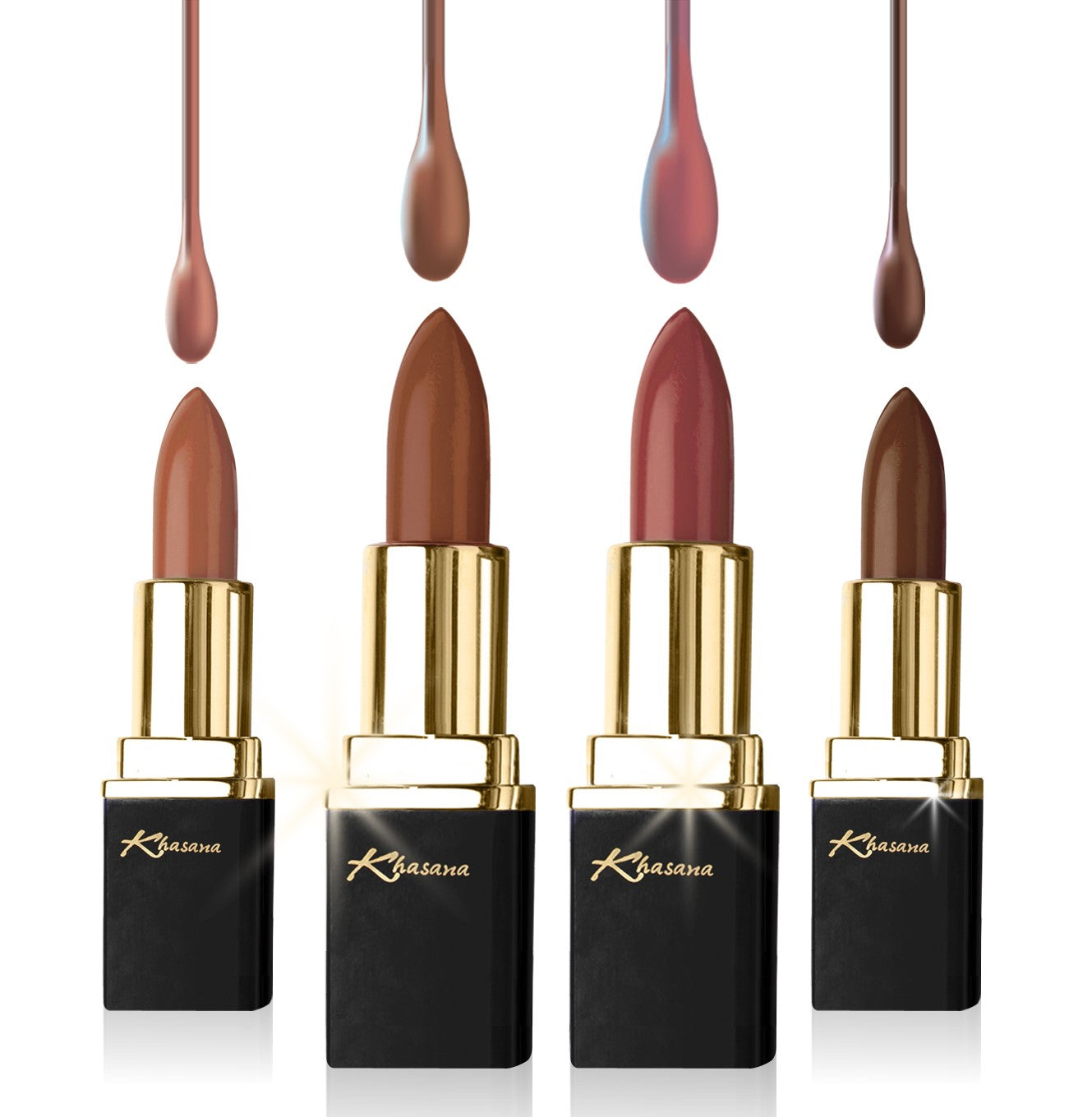 "Experience creamy luxury with Khasana's Best Lipstick, offering a blend of elegance and hydration." Nudes 