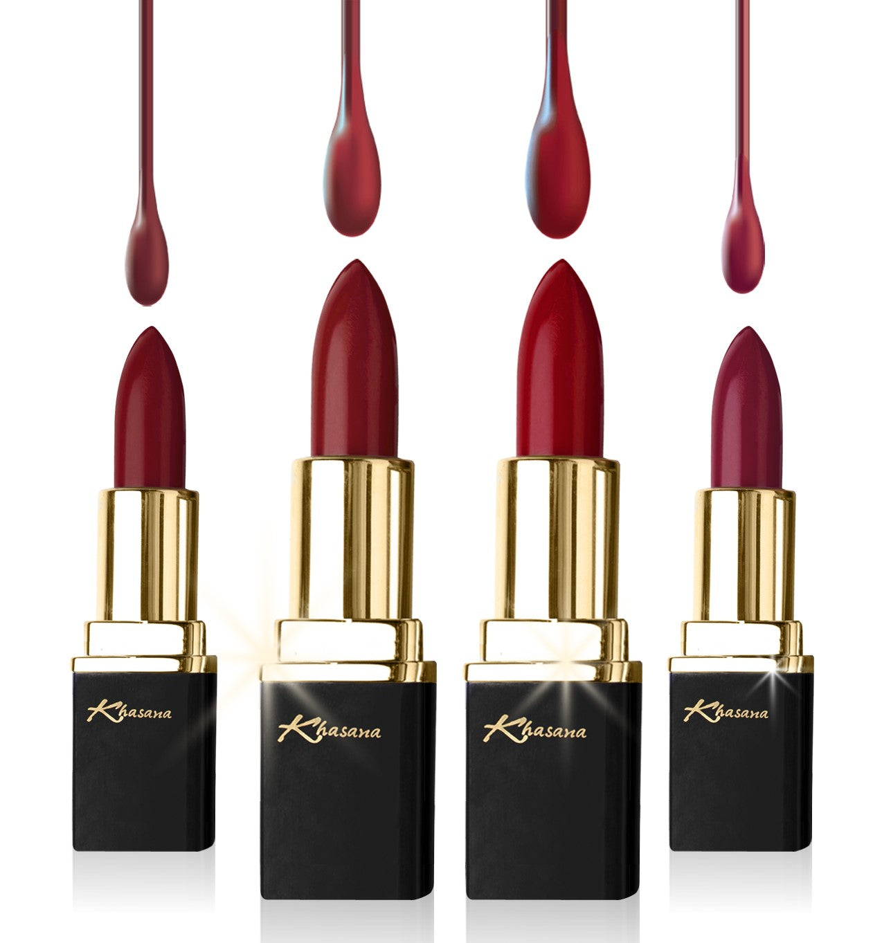 "Experience creamy luxury with Khasana's Best Lipstick, offering a blend of elegance and hydration." Reds