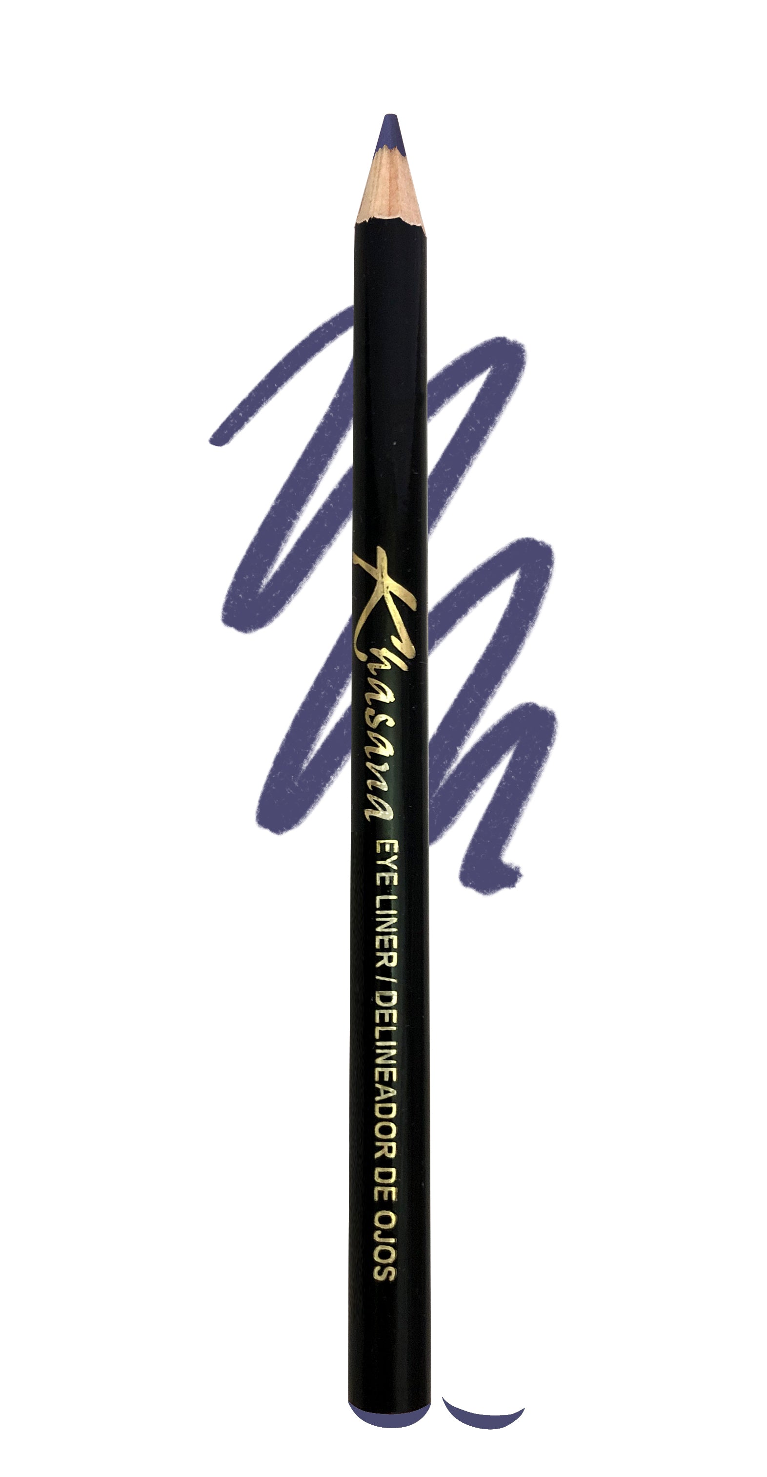 "Khasana's Eyeliner: Achieve the perfect cat eye look with our best eyeliner pencil." Color# 18 Intense Violet